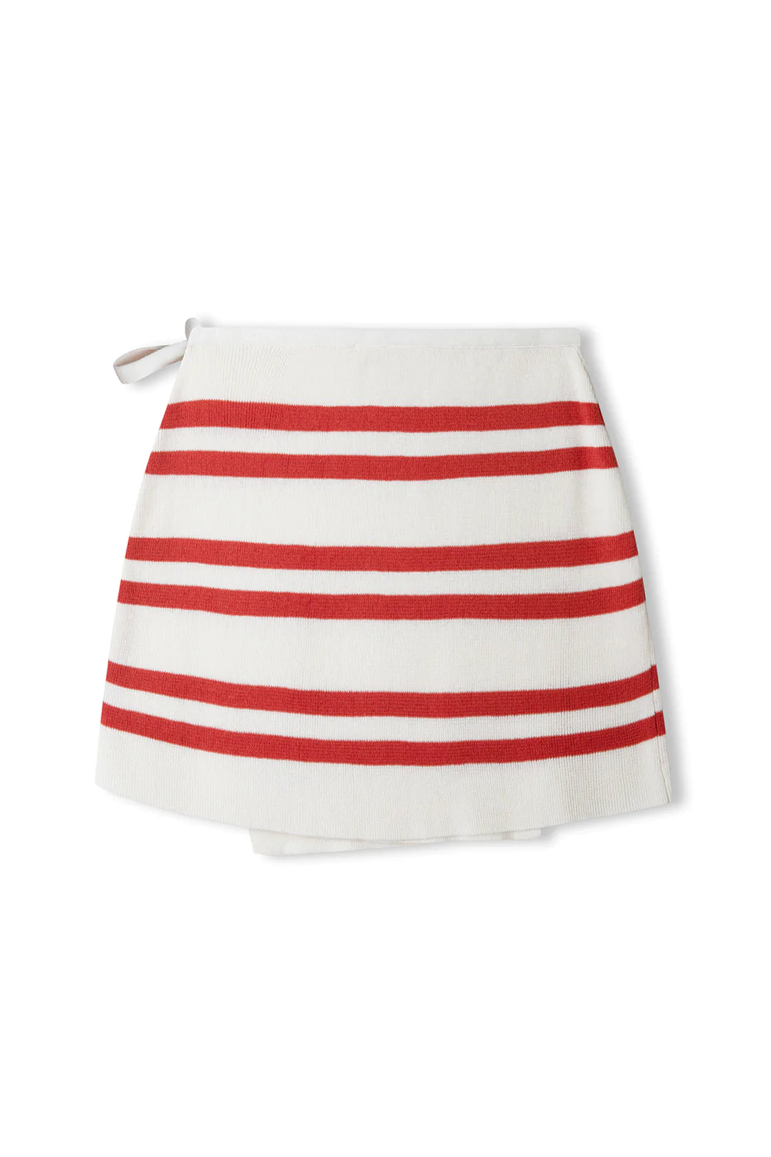 Red Stripe Ramie Cotton Blend Knit Wrap Skirt
