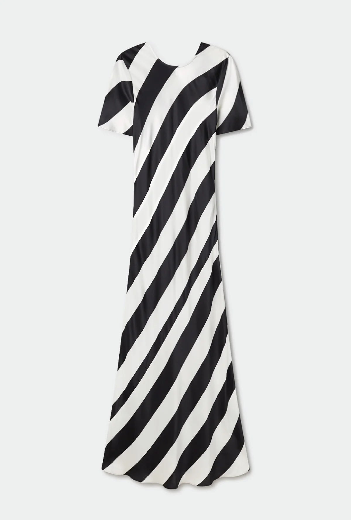 Short Sleeve Bias Dress Black Stripe