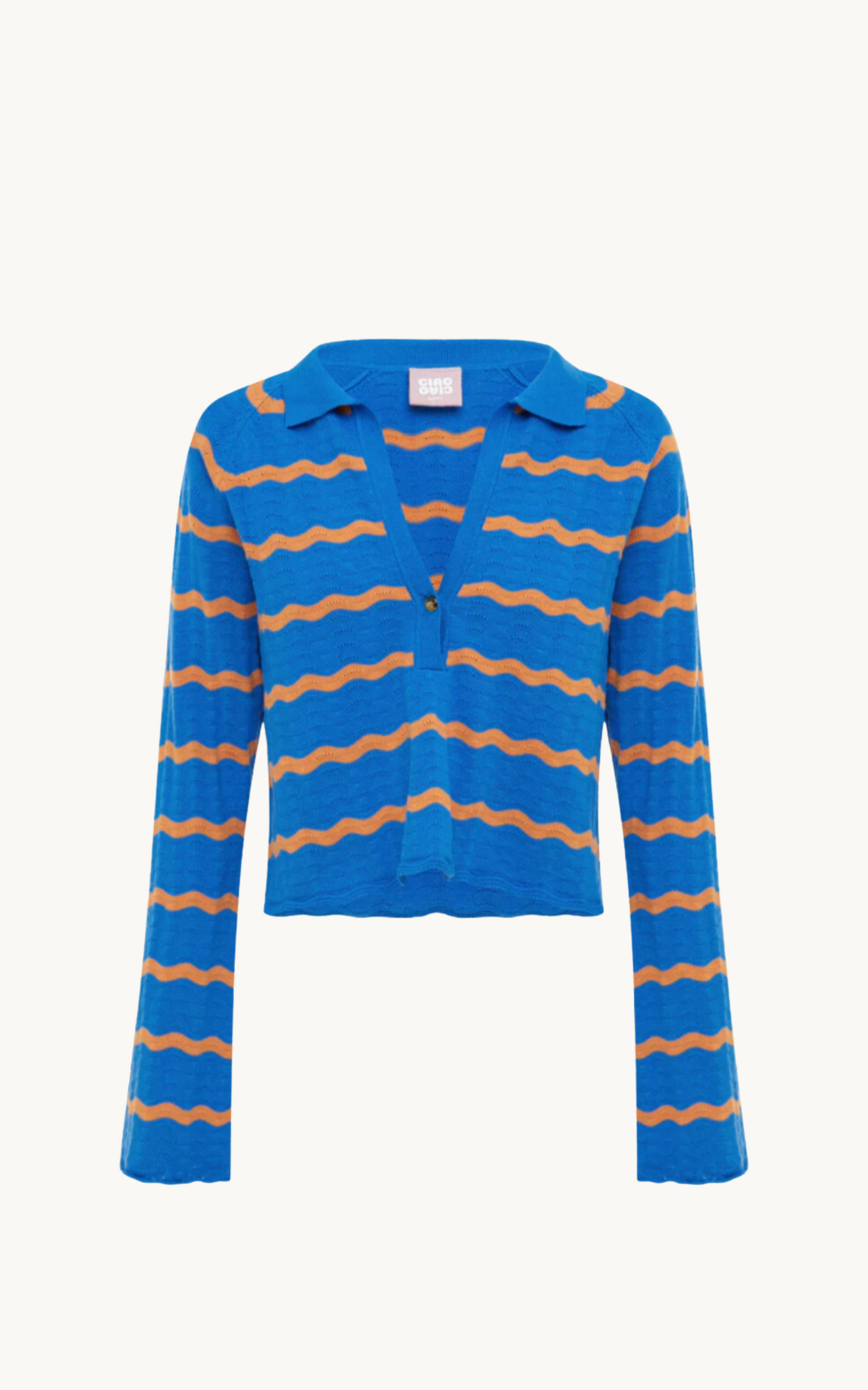 Bella Crop Sweater Wavy Stripes