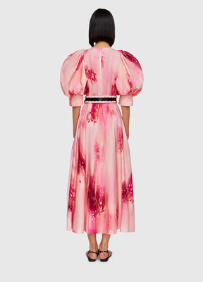 Clementine Puff Sleeve Midi Dress Flora Print