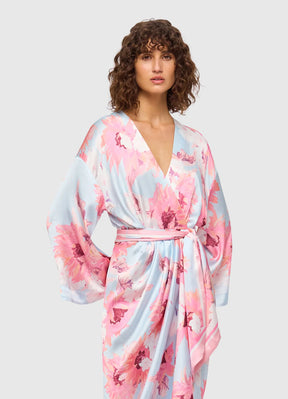 Peggy Long Sleeve Wrap Dress Jasmine Print Blush