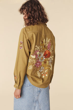 Foxglove Embroidered Shirt - Olive