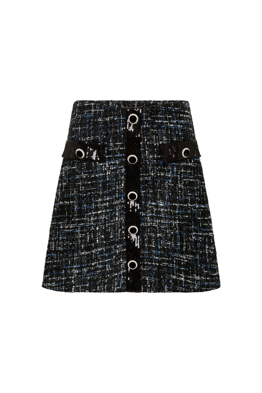 Jacques Mini Skirt Black/ Blue