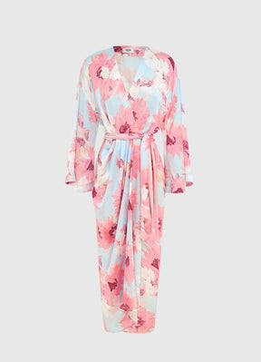 Peggy Long Sleeve Wrap Dress Jasmine Print Blush