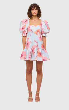 Hailey Square Neck Mini Dress Jasmine Print Blush