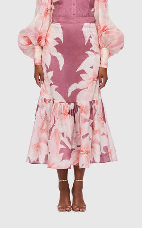 Louisa Mermaid Midi Skirt Orient Print Hibiscus