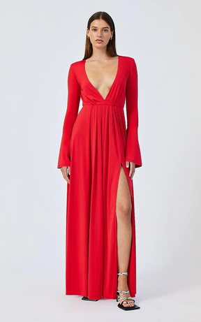 Ivy Long Sleeve Maxi Dress Red