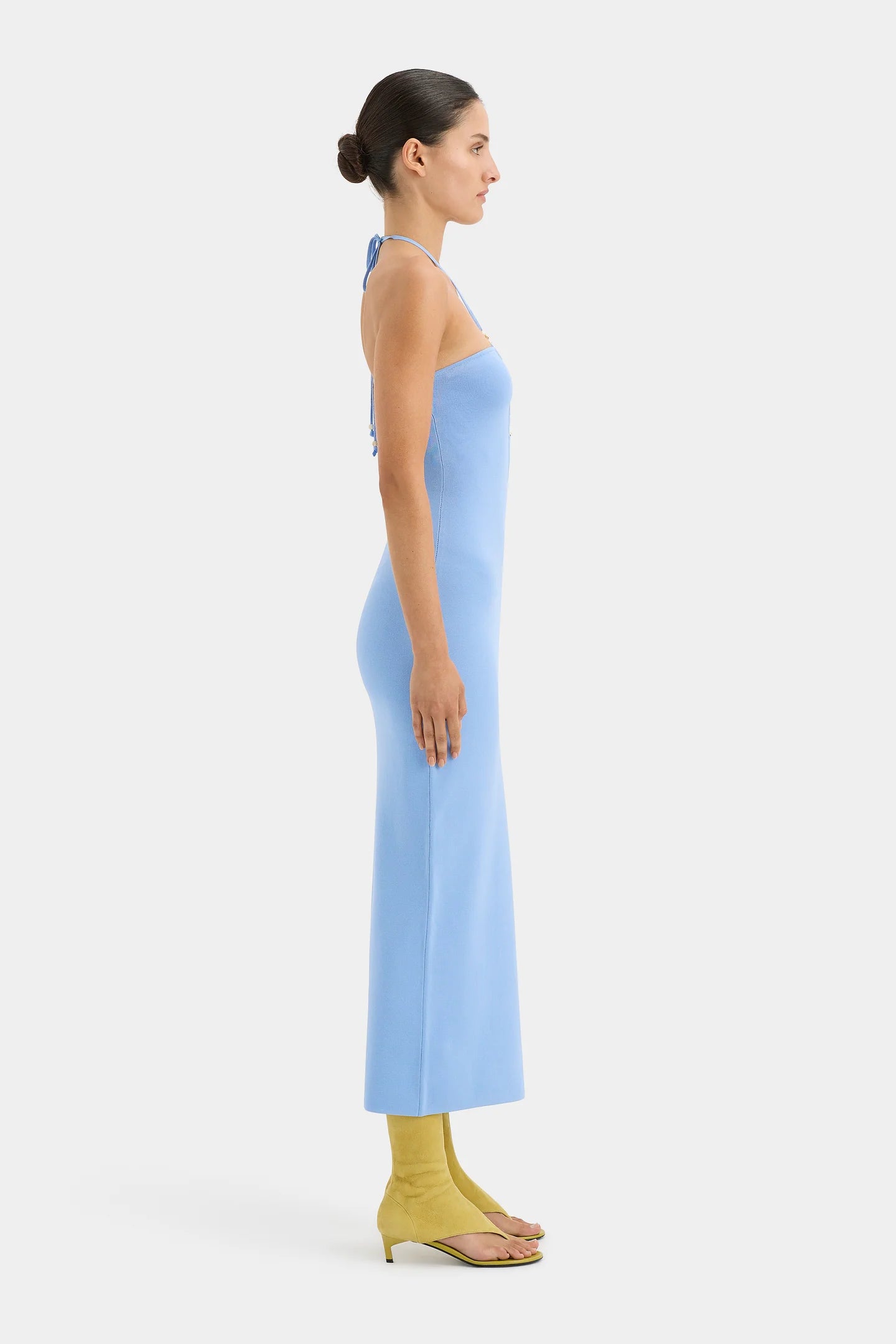 Salvador Beaded Halter Dress - Cornflower Blue