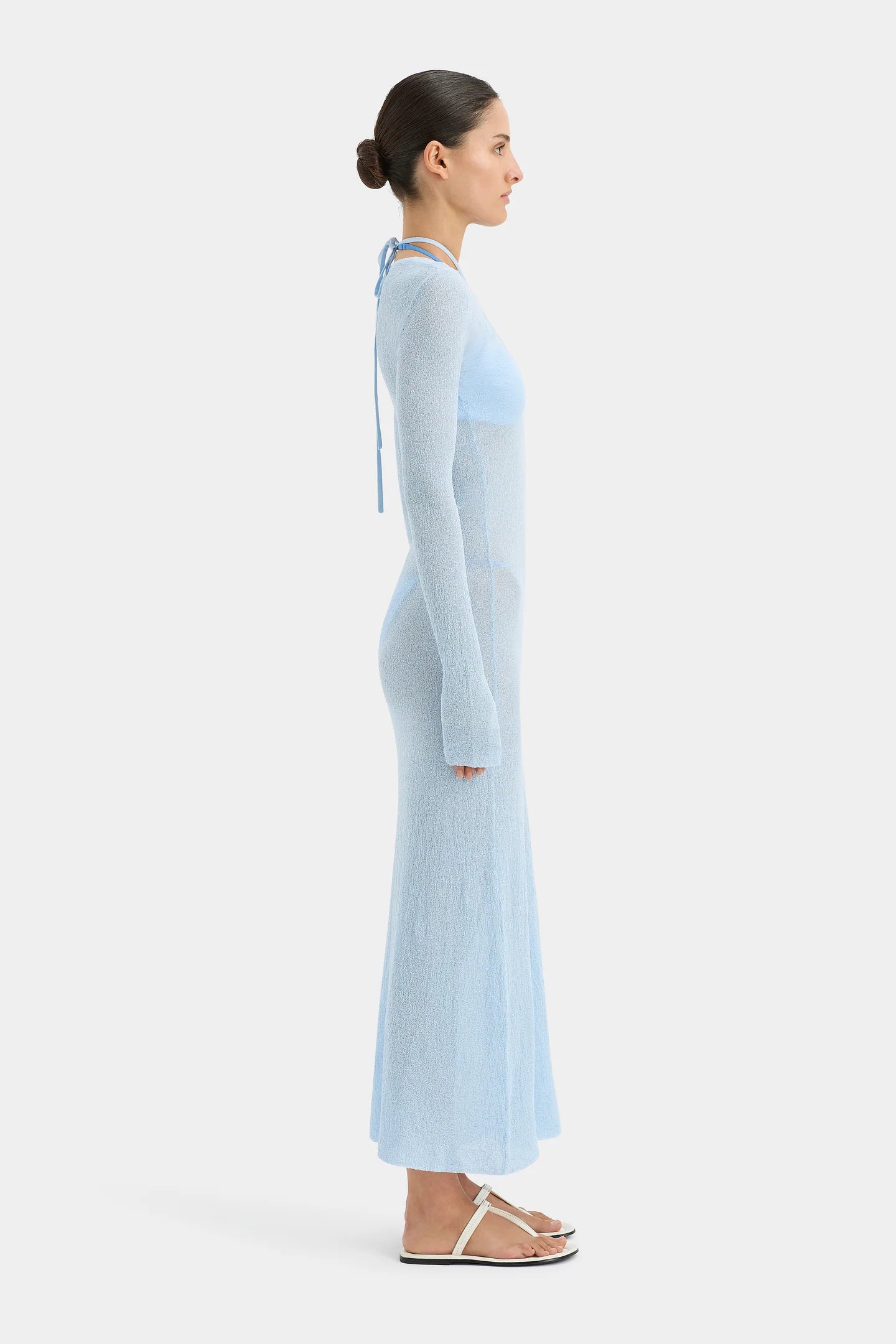Emmeline Halter Long Sleeve Dress - Sky Blue