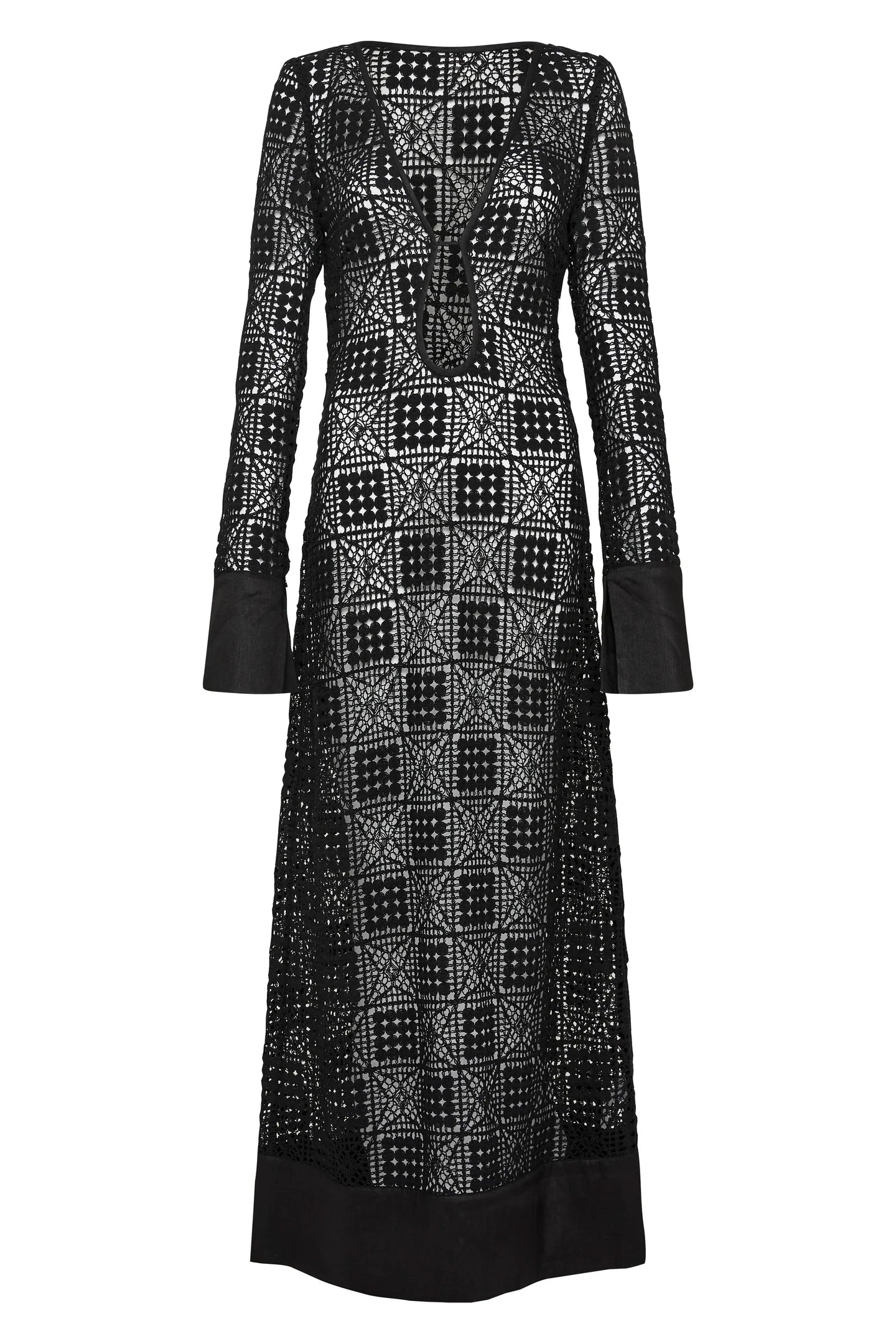 Rayure Long Sleeve Maxi Dress Black