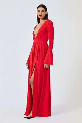 Ivy Long Sleeve Maxi Dress Red