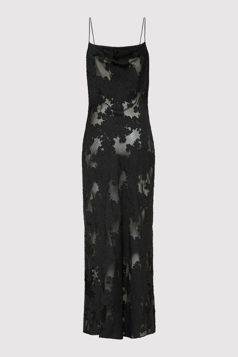 Semi Sheer Floral Dress Black