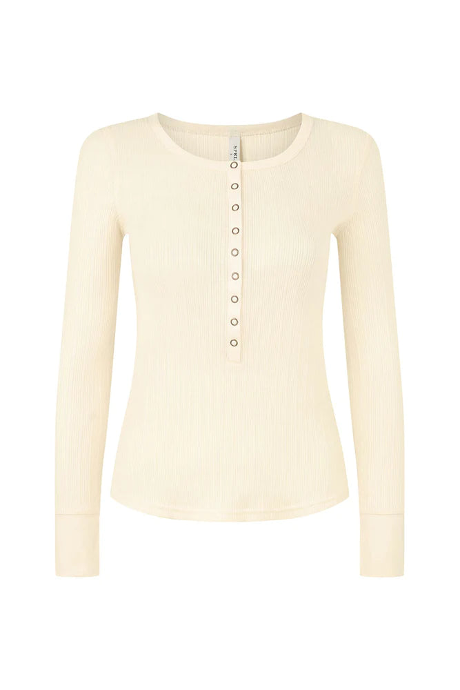 Stella Henley Knit Top — Bright White