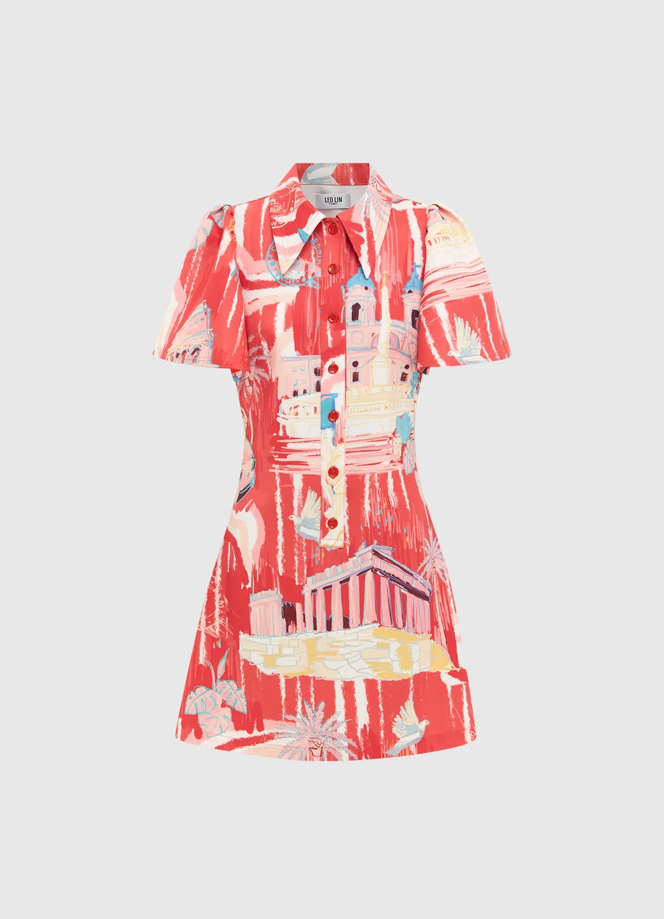Brooke Shirt Sleeve Mini Dress Roma Print