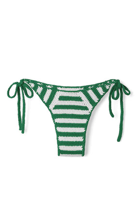 Green Stripe Cotton Crochet Brief