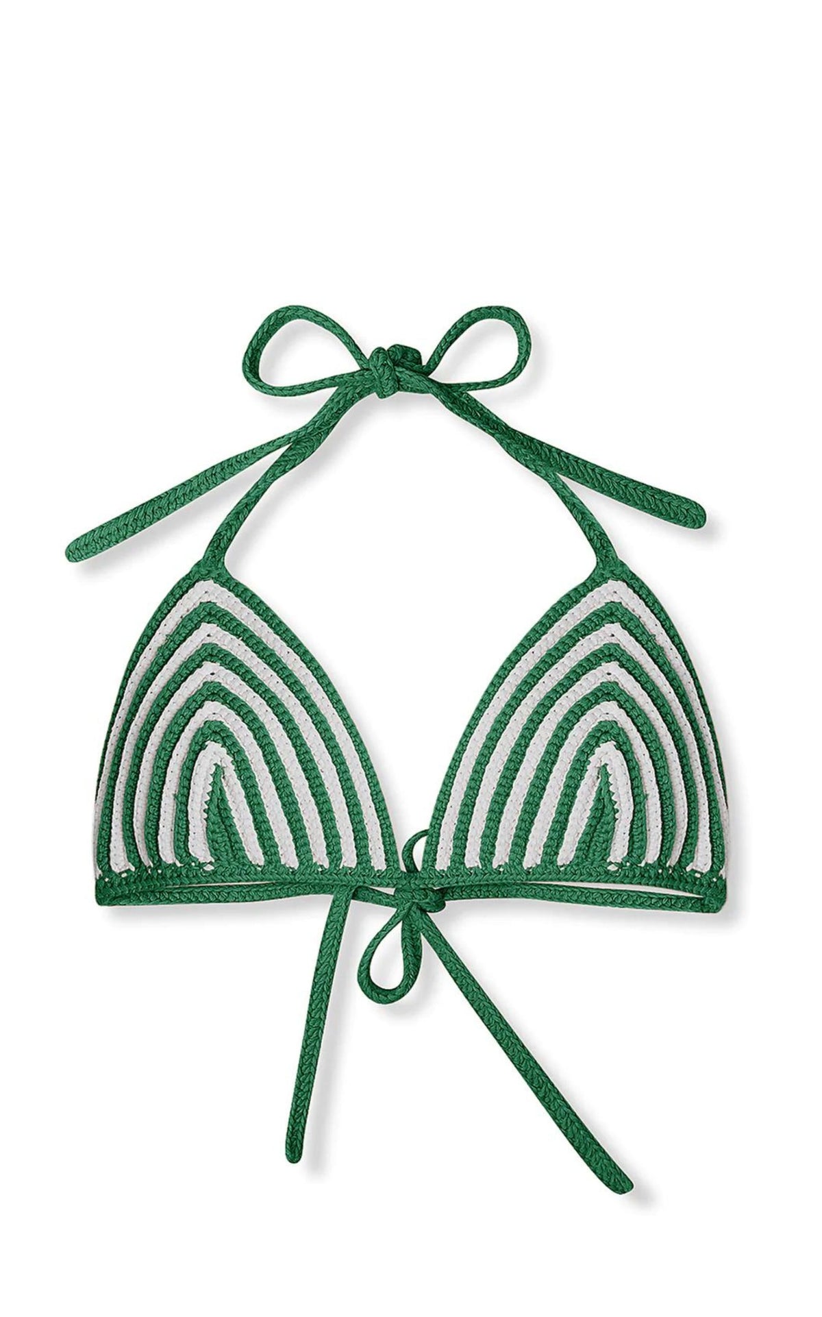 Green Stripe Cotton Crochet Triangle