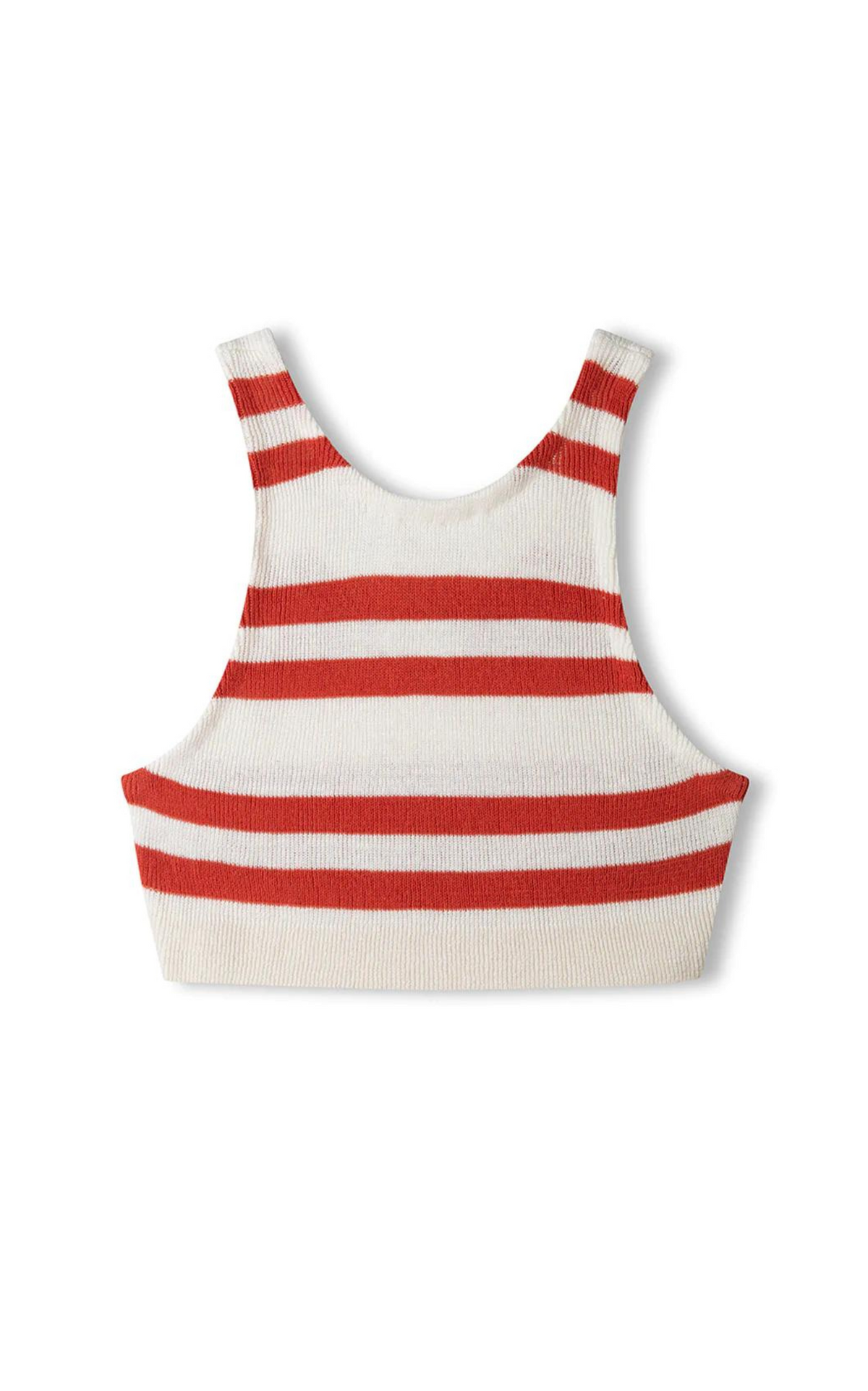 Red Stripe Ramie Cotton Blend Knit Tank