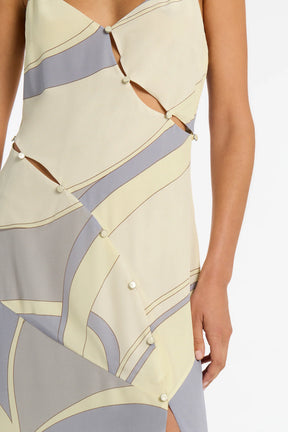 Adrianna Buttoned Slip Dress Cesco Print