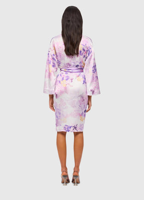 Sakura Wrap Dress Camellia Print Mauve