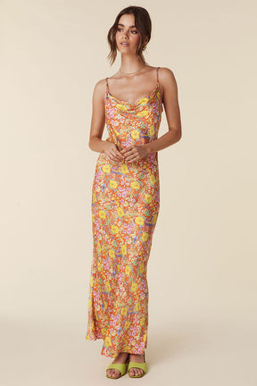 Last Drinks Bias Strappy Maxi Dress Sunset Floral