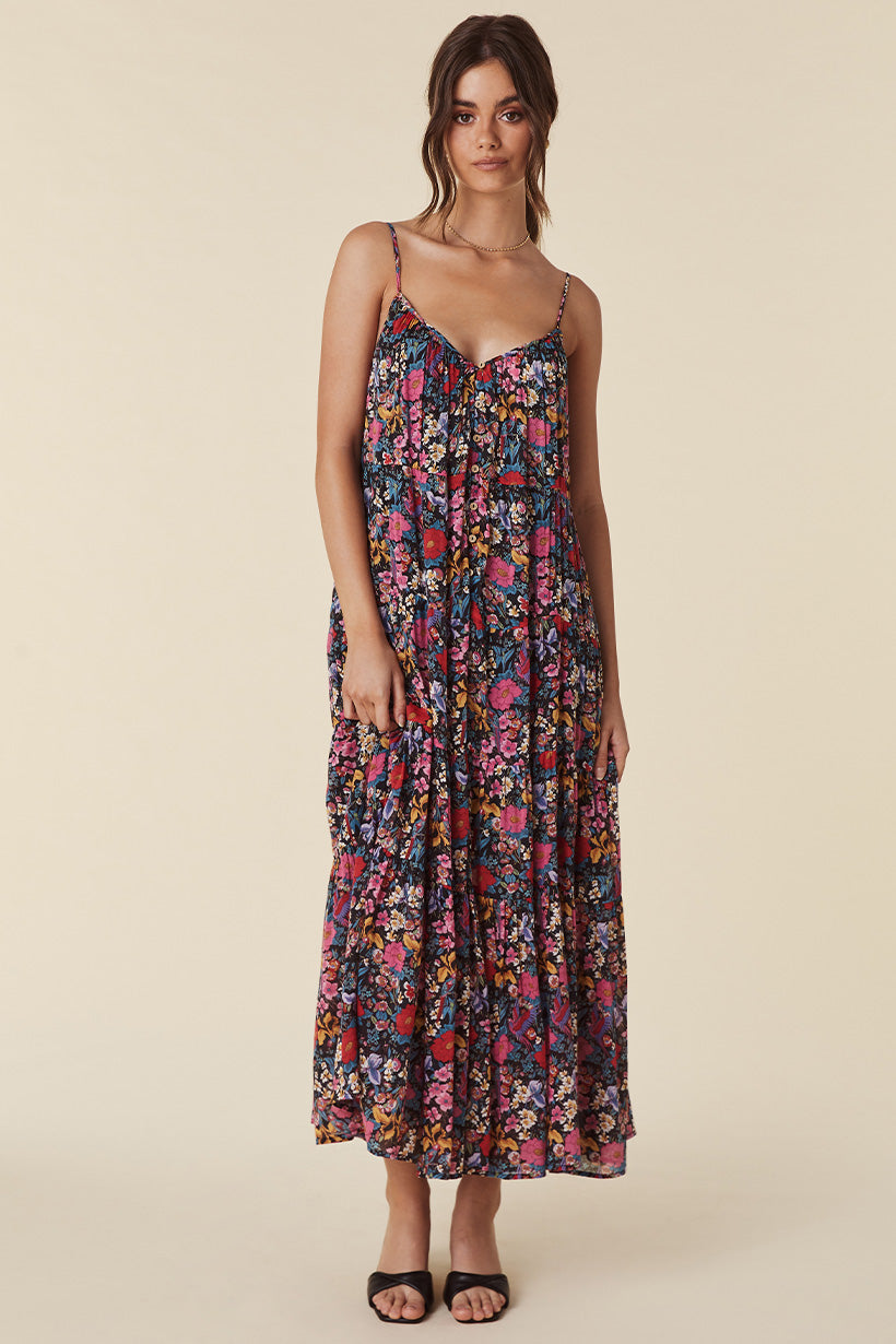 Last Drinks Strappy Maxi Dress Evening Floral