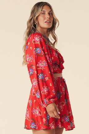 Solstice Cropped Blouse Salsa Rose
