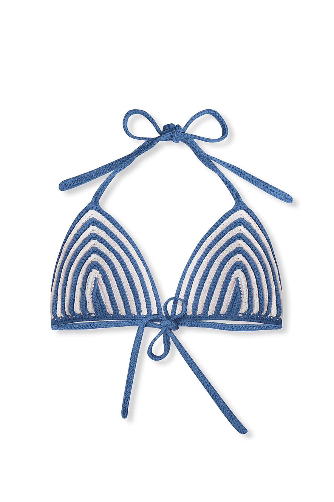 Blue Stripe Cotton Crochet Triangle